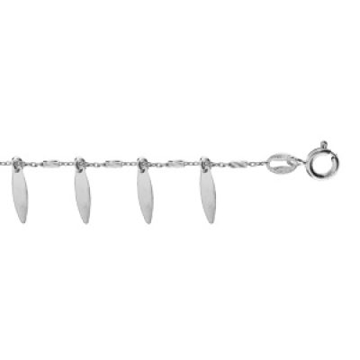 Bracelet en argent rhodié chaîne avec pampilles ovales lisses 16+3cm