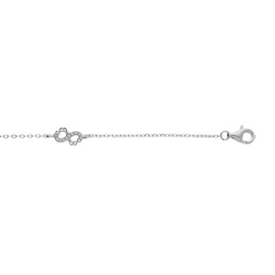Bracelet en argent rhodié chaîne avec 3 motifs infini avec oxydes blancs sertis 15+3cm