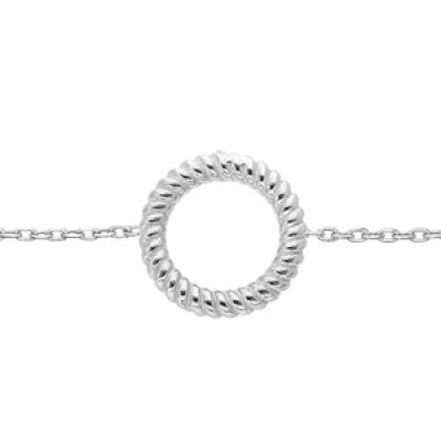 Bracelet en argent rhodié chaîne avec cercle torsadé evidé 16+3cm