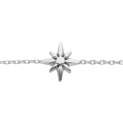 Bracelet en argent rhodié chaîne avec petite étoile 16+3cm