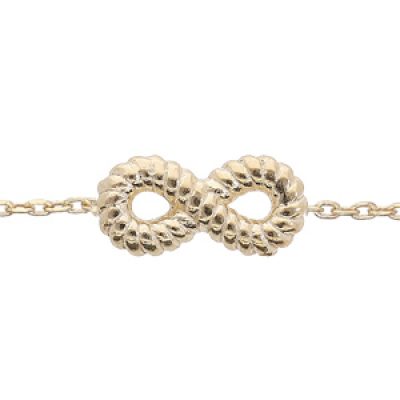 Bracelet en argent rhodié et dorure jaune chaîne avec symbole infini travaillé 16+3cm