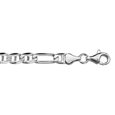 Bracelet en argent chaîne 1+3 en maille marine alternées - largeur 6mm et longueur 21cm