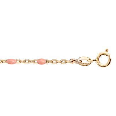 Bracelet en argent et dorure jaune chaîne avec olives rose 15+3cm