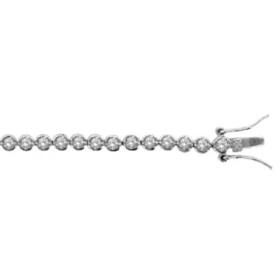 Bracelet en argent rhodié succession d'oxydes ronds blancs sertis clos - longueur 18cm
