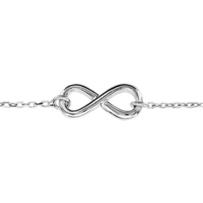 Bracelet en argent rhodié chaîne avec au milieu symbole infini - longueur 16