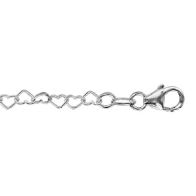 Bracelet en argent chaîne maille coeurs - longueur 18cm