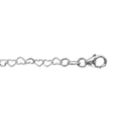 Bracelet en argent chaîne maille coeurs - longueur 13cm + 2cm de rallonge