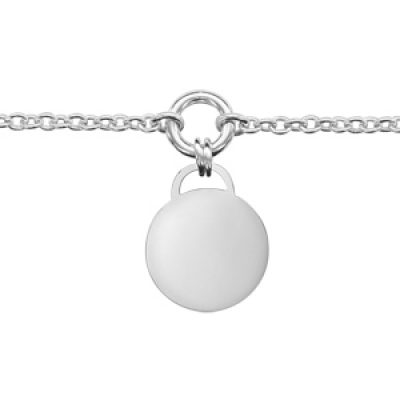 Bracelet en argent chaîne avec pampille ronde - longueur 16cm+ 3cm de rallonge