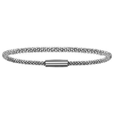 Bracelet en argent rhodié tube maille pop-corn - longueur 18cm
