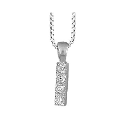 Collier en argent rhodié chaîne avec pendentif initiale I ornée d'oxydes blancs - longueur 45cm