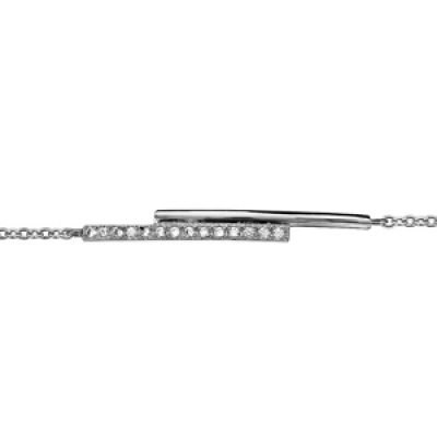 Bracelet en argent rhodié chaîne avec 2 bâtons superposés