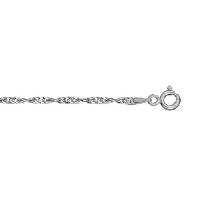 Bracelet en argent rhodié chaîne maille Singapour - largeur 2mm - longueur 18cm
