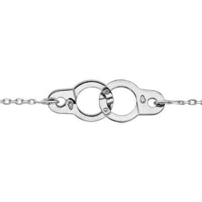 Bracelet en argent rhodié chaîne avec menottes au milieu - longueur 16+4cm