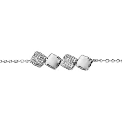 Bracelet en argent rhodié chaîne avec au milieu 4 carrés