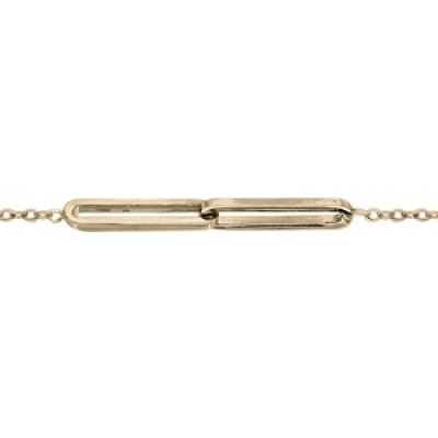 Bracelet en argent et doré jaune chaîne avec motif rectangulaire 16+3cm