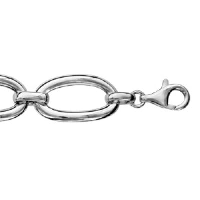 Bracelet en argent rhodié avec grandes mailles ovales - longueur 20cm