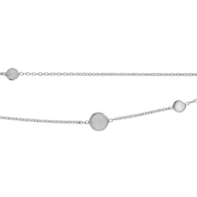 Bracelet en argent rhodié chaîne double avec pastilles lisses 16+3cm