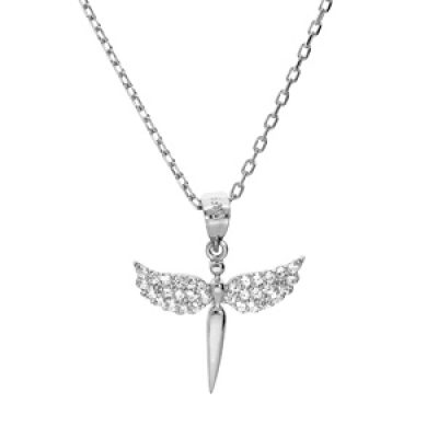 Collier en argent rhodié chaîne avec pendentif Epée et aile d'ange 40+5cm