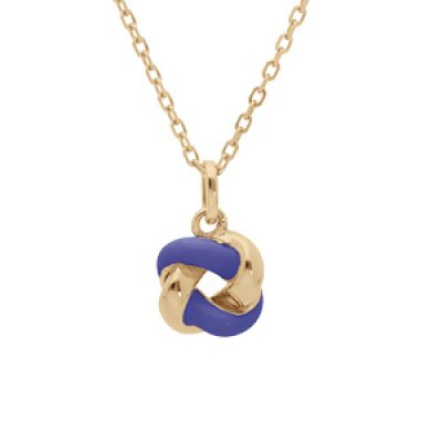 Collier en argent doré chaîne avec pendentif rosas et couleur bleue 42+3cm