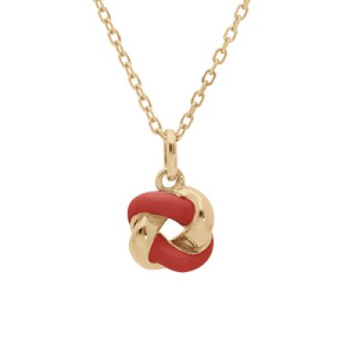 Collier en argent doré chaîne avec pendentif rosas et couleur rouge 42+3cm