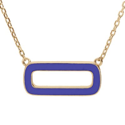 Collier en argent doré chaîne avec pendentif rectangulaire couleur bleue 42+3cm