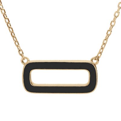 Collier en argent doré chaîne avec pendentif rectangulaire couleur noire 42+3cm