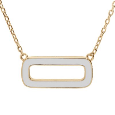 Collier en argent doré chaîne avec pendentif rectangulaire couleur blanche 42+3cm