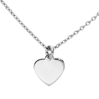 Collier en argent rhodié chaîne avec pendentif coeur et symbole infini 40+5cm