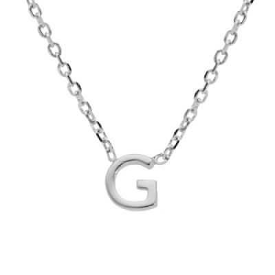 Collier en argent rhodié chaîne avec pendentif initiale G 38+5cm