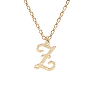 Collier en argent et dorure jaune chaîne avec pendentif lettre anglaise Z diamanté 40+4cm