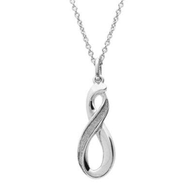 Collier en argent rhodié chaîne avec pendentif infini vertical et glitter blanc 42+3cm