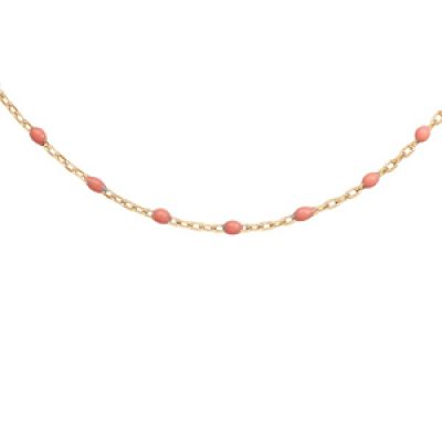 Collier en Argent et dorure jaune avec perles roses 40+5cm