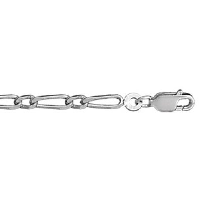 Bracelet en argent rhodié chaîne mailles 1+1 largeur 3mm et longueur 18cm