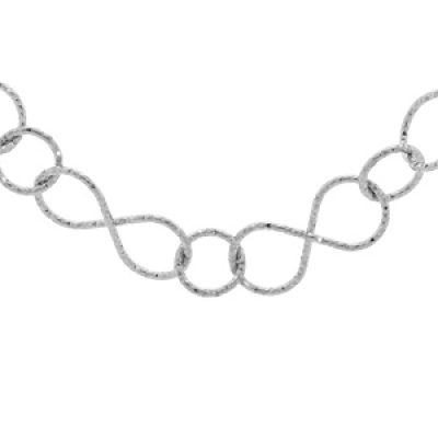 Collier en argent rhodié chaîne avec maillons infinis diamantés 40+5cm