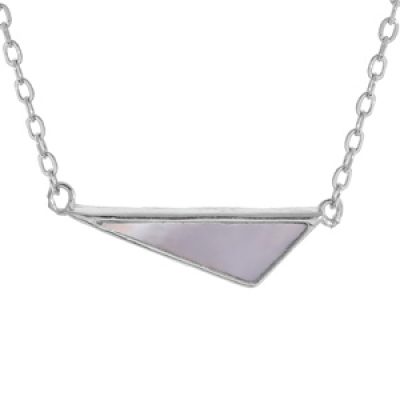 Collier en argent rhodié chaîne avec pendentif triangle de Nacre véritable réglableable 39+4cm