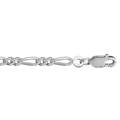 Bracelet en argent rhodié chaîne mailles 1+2 largeur 3mm et longueur 18cm
