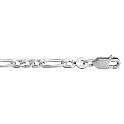 Bracelet en argent rhodié chaîne mailles 1+3 largeur 3mm et longueur 18cm