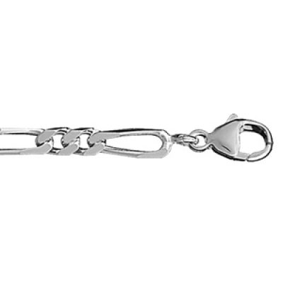 Bracelet en argent rhodié chaîne mailles 1+2 largeur 4mm et longueur 18cm