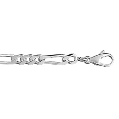 Bracelet en argent rhodié chaîne mailles 1+3 largeur 4mm et longueur 18cm