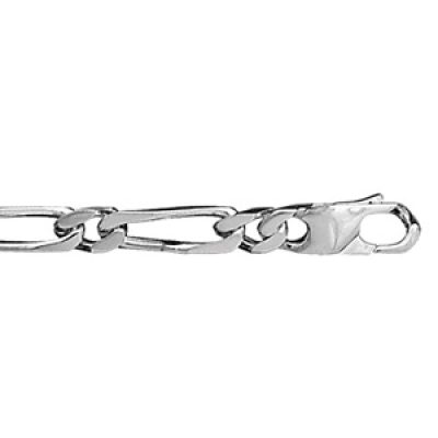 Bracelet en argent rhodié chaîne mailles 1+1 largeur 5mm et longueur 18cm