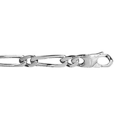Bracelet en argent rhodié chaîne mailles 1+1 largeur 5mm et longueur 21cm