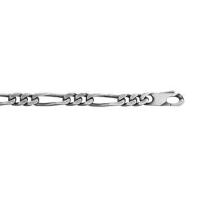 Bracelet en argent rhodié chaîne mailles 1+2 largeur 5mm et longueur 18cm