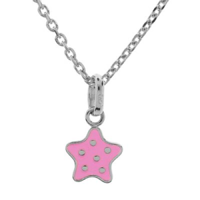 Collier en argent rhodié chaîne avec pendentif étoile rose à poids 36+2cm