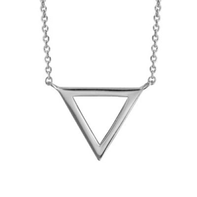 Collier en argent rhodié chaîne avec pendentif triangle évidé - longueur 40cm + 4cm de rallonge