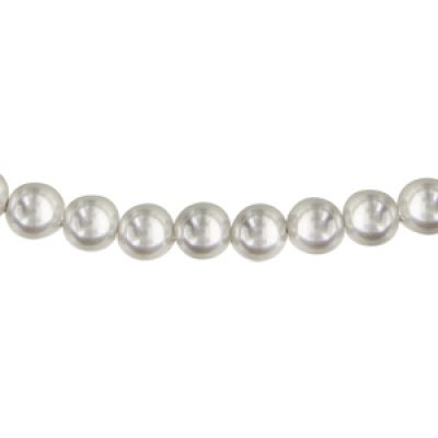 Collier en argent rhodié et perles Swarovski blanches de 5mm - longueur 45cm + 5cm de rallonge