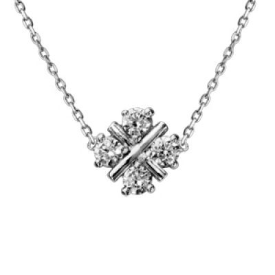 Collier en argent rhodié chaîne avec pendentif étoile flocon oxydes blancs sertis 38cm + 4cm