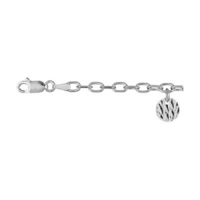 Bracelet en argent chaîne avec pampilles ronds martelés - longueur 18cm