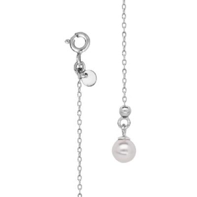 Bijou de dos en argent rhodié chaîne et perle blanche de synthése 20cm