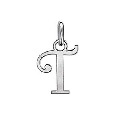Pendentif en argent lettre T en lettrine anglaise stylisée