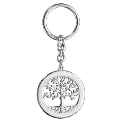 Porte clef argent rhodié arbre de vie contour à graver